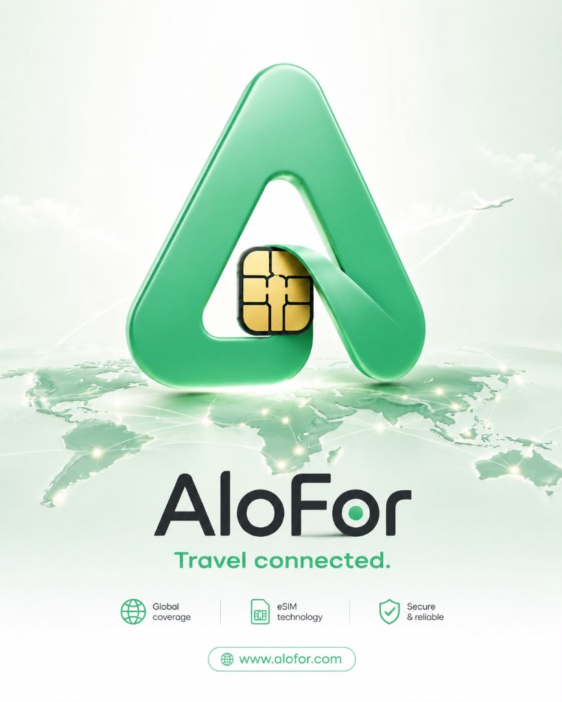 Poster AloFor — Viaggia connesso con copertura eSIM globale